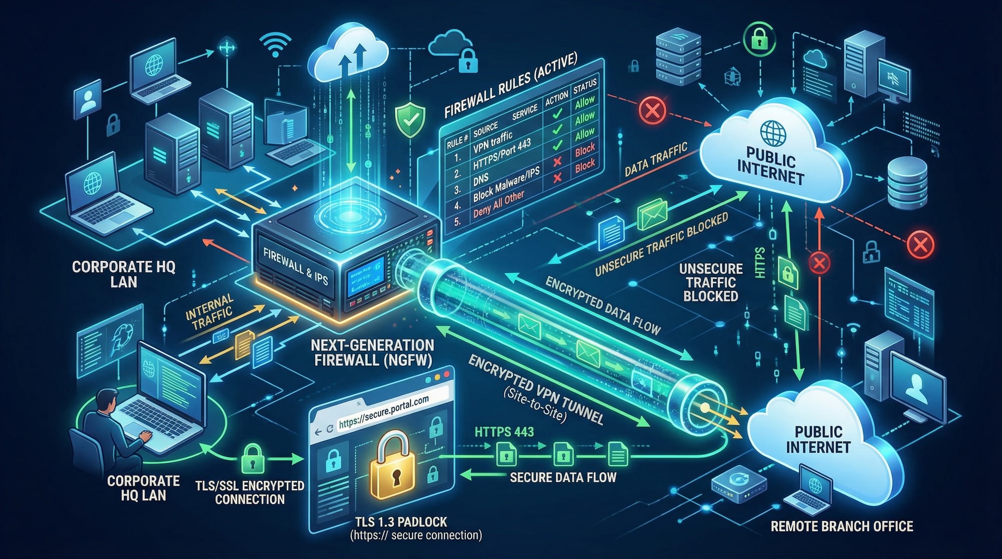Network Security Firewalls VPNs TLS & Encryption