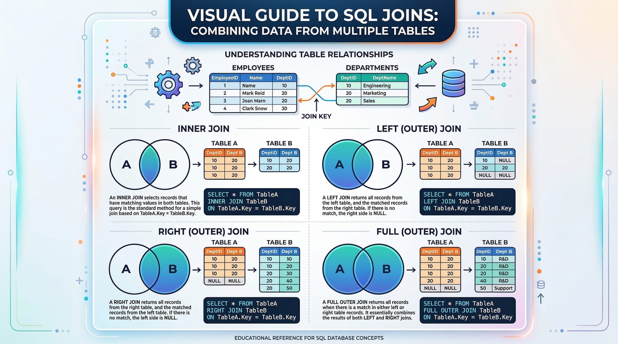SQL Joins INNER LEFT RIGHT & FULL OUTER
