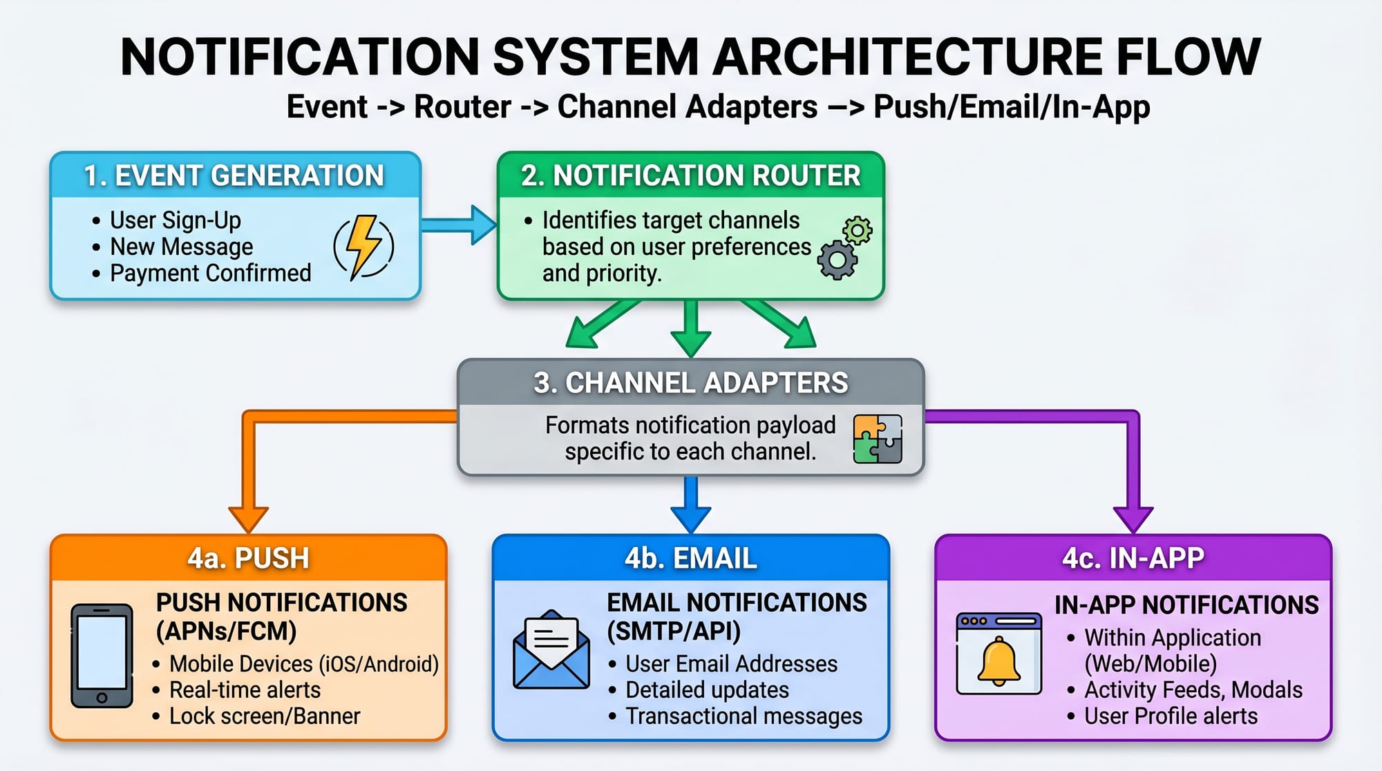 Design a Notification System Push Email & In App