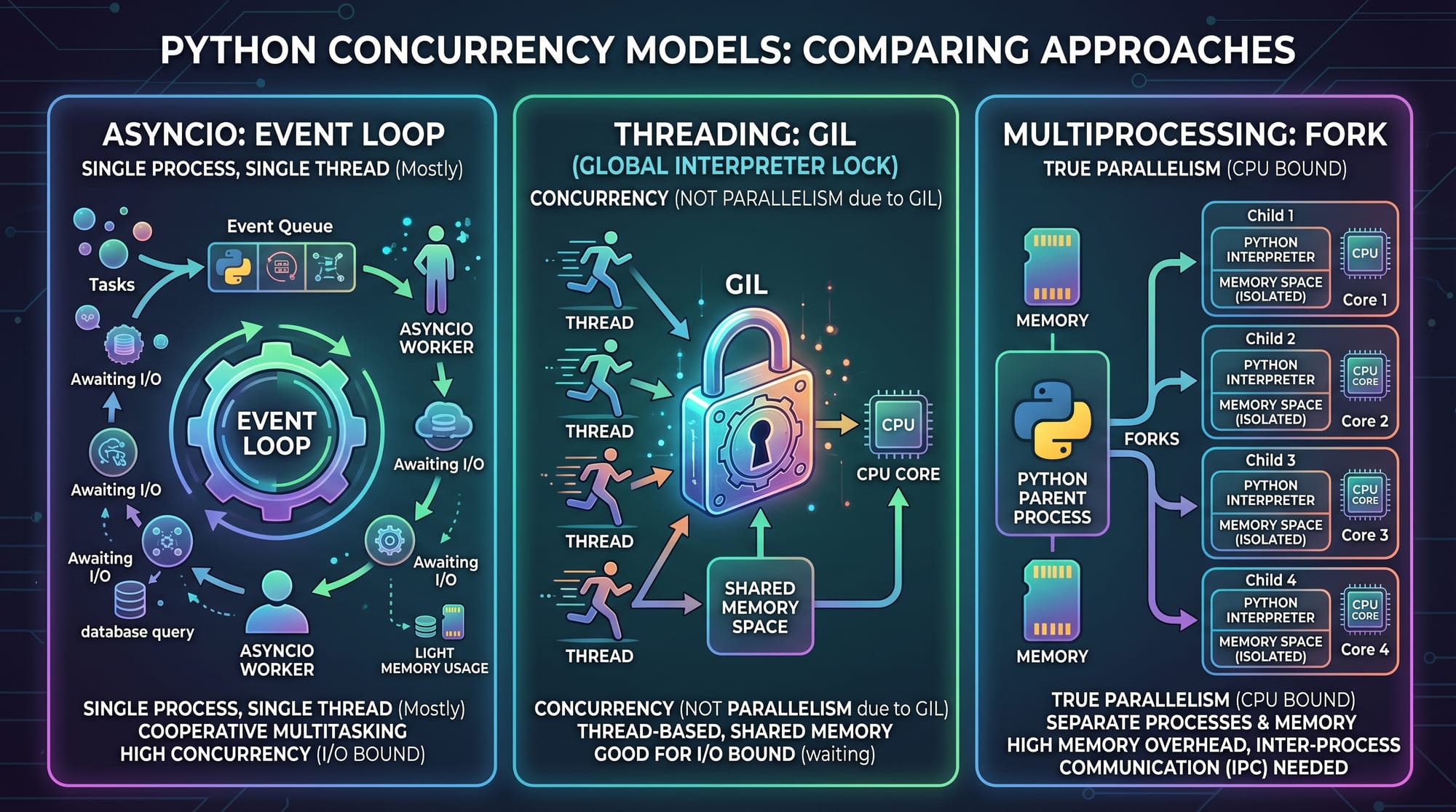 Python Concurrency Deep Dive asyncio threading & multiprocessing